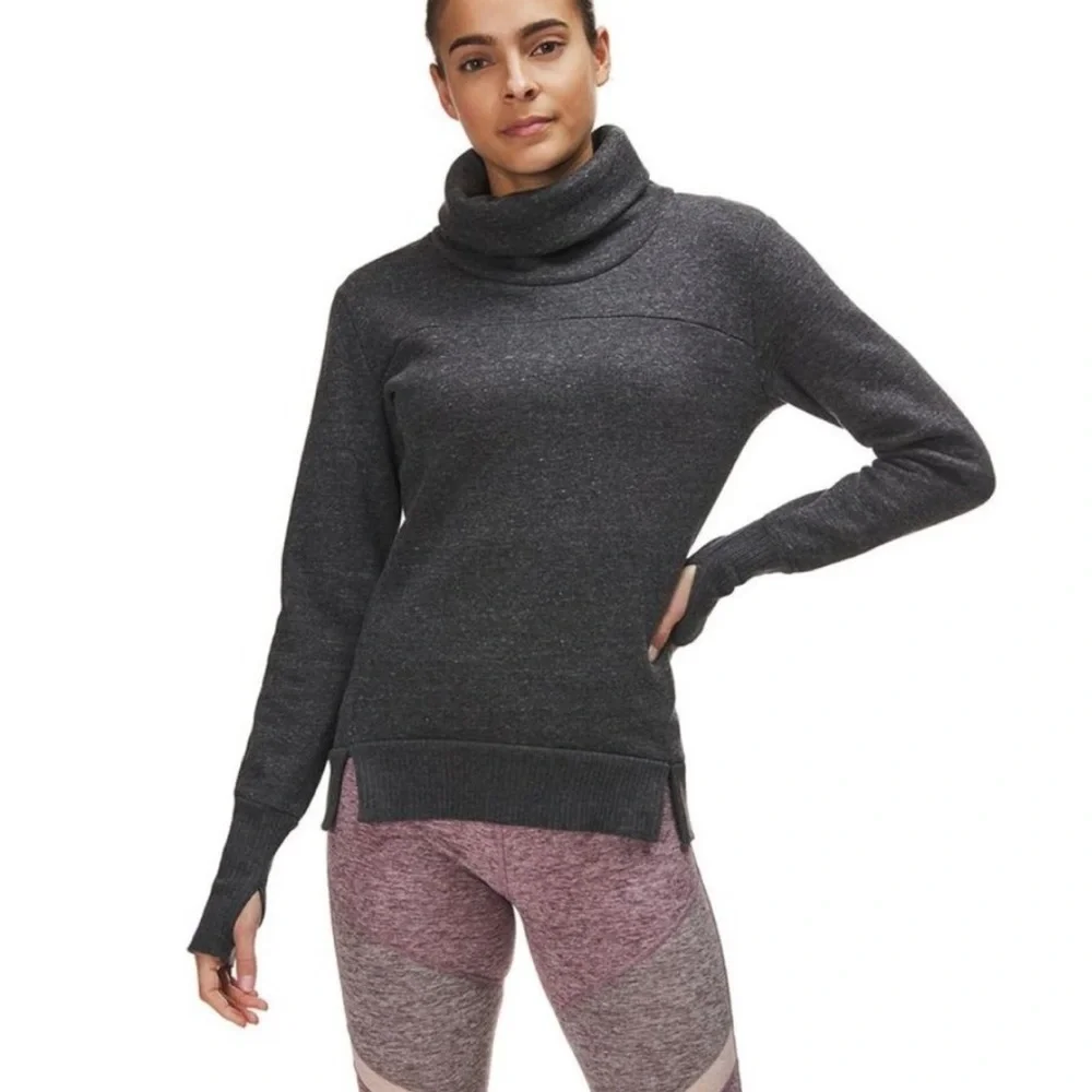 ALO Yoga Haze Grey Charcoal Funnel Neck Sweatshirt